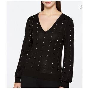 Daniel Rainn Black Keily Polka Dot Long Sleeves V-Neckline Sweater Size XL